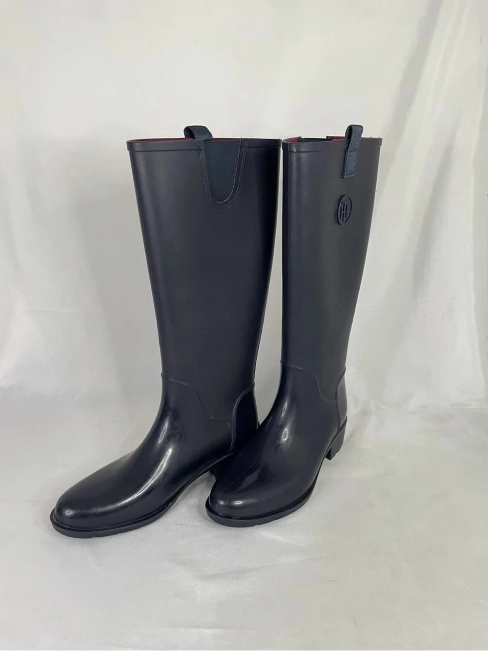 Tommy Hilfiger Womens Navy Blue Pull On Rain Boots Size 9